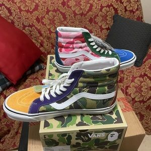 NIB VANS X BAPE SK8-HI 38 DX Multicolor -   Men Sz 11 US